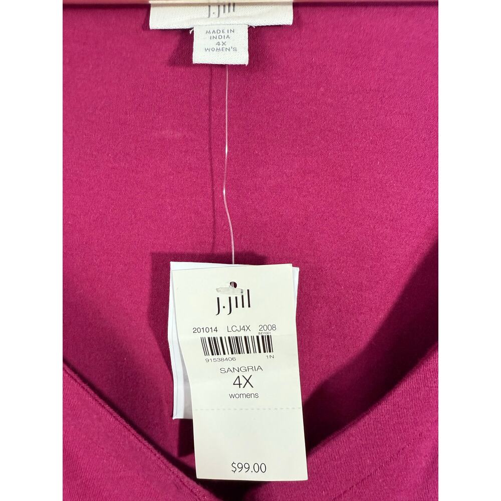 J.Jill Sangria Button Front Swing Dress 4X NWT V-Neck Knit Pockets - Picture 6 of 8